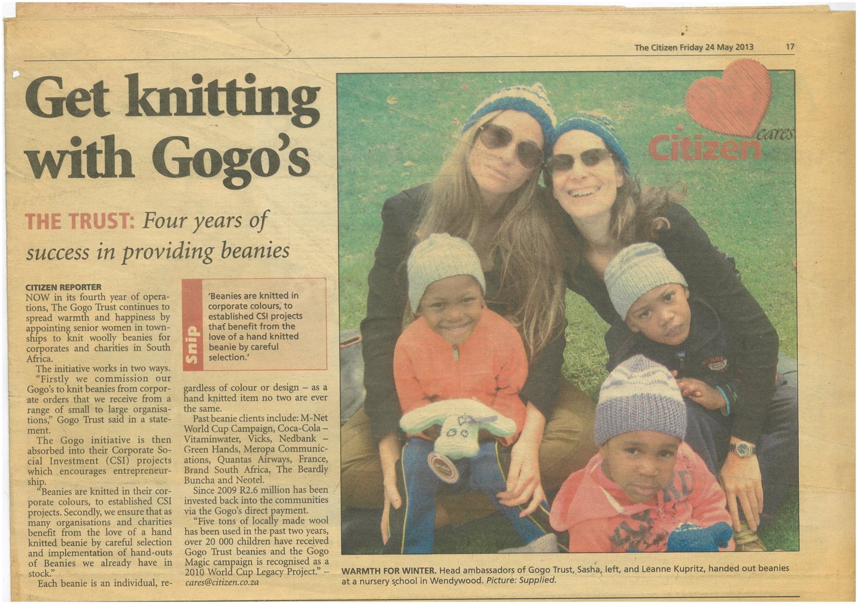 Get knitting with Gogo’s press clipping