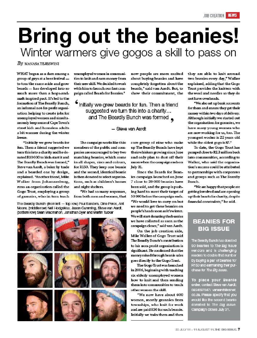 Bring out the beanies! press clipping