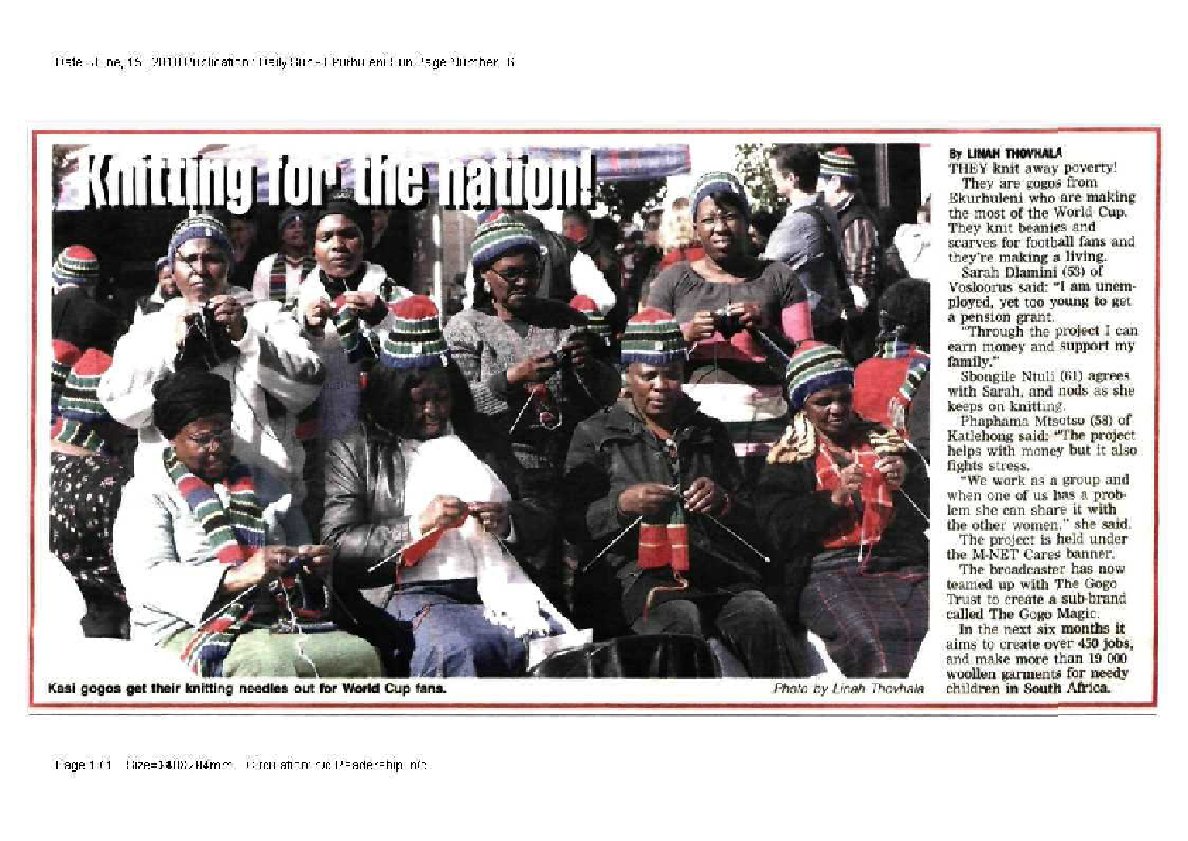 Knitting for the nation! press clipping