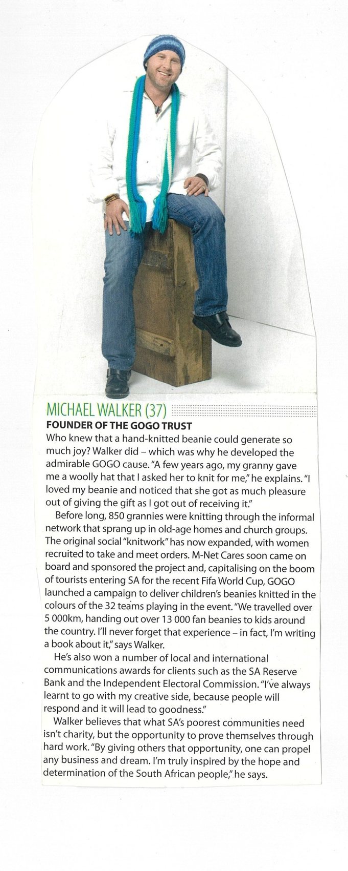 Michael Walker (37), Founder of the Gogo Trust press clipping